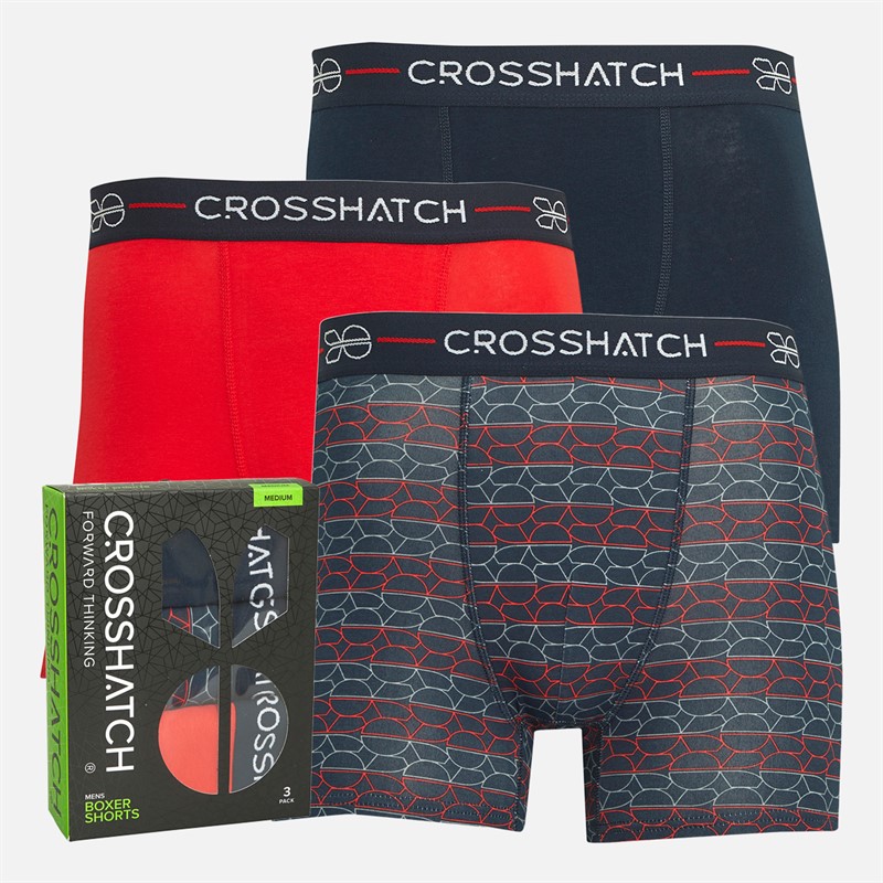 Crosshatch Herre Locky 3-pak Boxershorts Blåbær/Rød