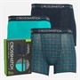 Crosshatch Mens Locky Three Pack Boxer Shorts Blueberry/Bright Aqua