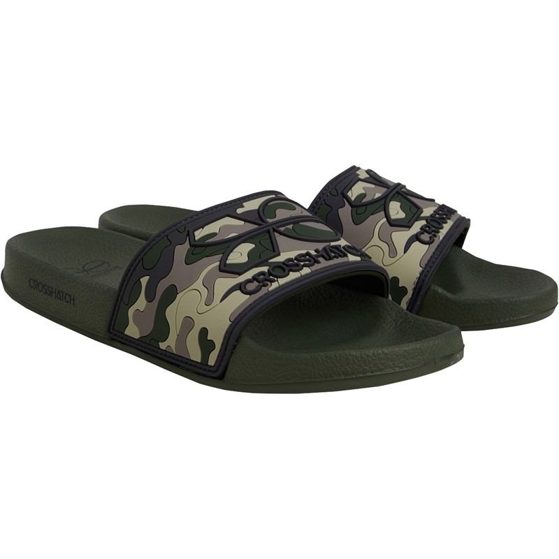 Buy Crosshatch Mens Remorid Sliders Green Camo