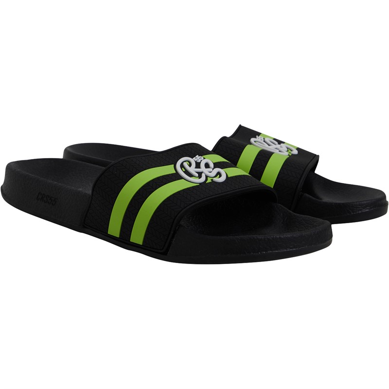 Crosshatch Mens Hamlax Sliders Anthracite/Green