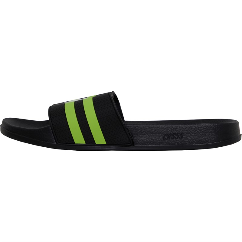 Crosshatch Mens Hamlax Sliders Anthracite/Green