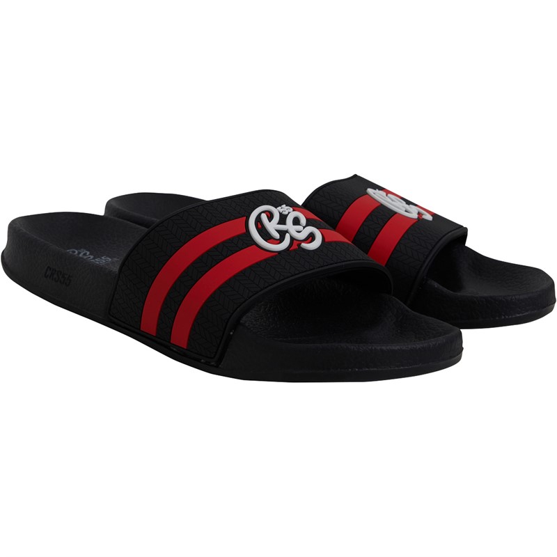 Crosshatch Mens Hamlax Sliders Black/Red