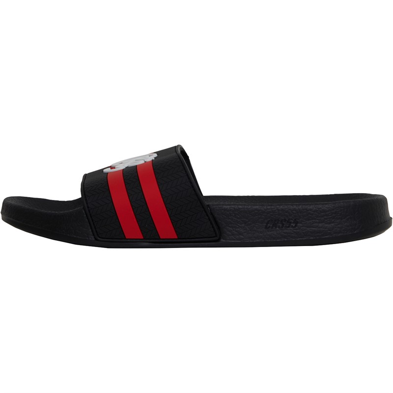 Crosshatch Mens Hamlax Sliders Black/Red