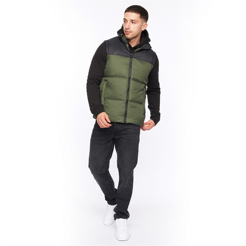 Crosshatch Heren Demerley Gewatteerde Bodywarmer Olijf