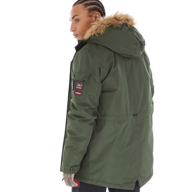 Crosshatch Parka Jacke Herren Parkmoore Dunkel Olive