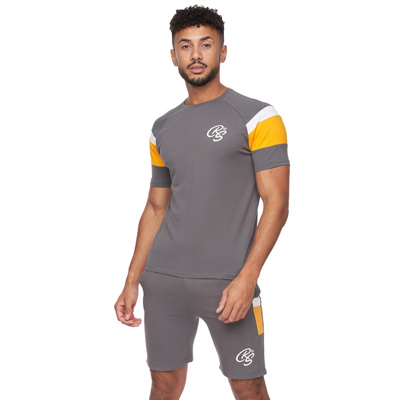 Crosshatch Mens Cremland T-Shirt And Shorts Set Dark Grey