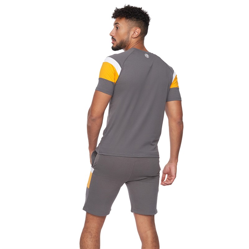 Crosshatch Mens Cremland T-Shirt And Shorts Set Dark Grey