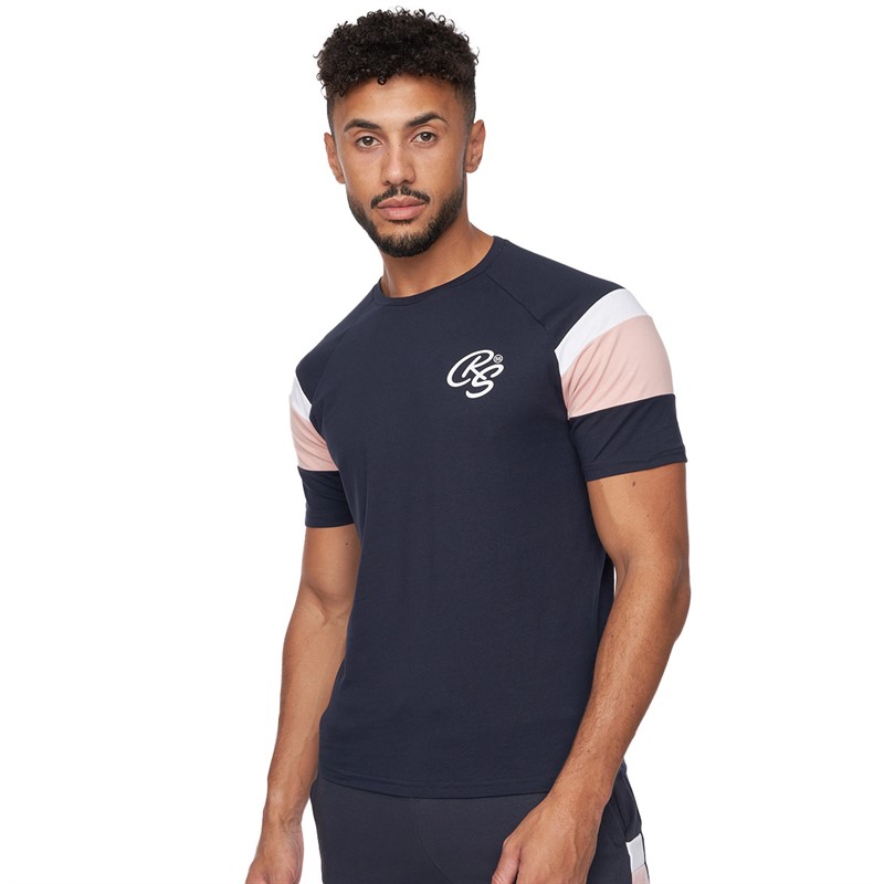 Crosshatch Mens Cremland T-Shirt And Shorts Set Navy/Pink