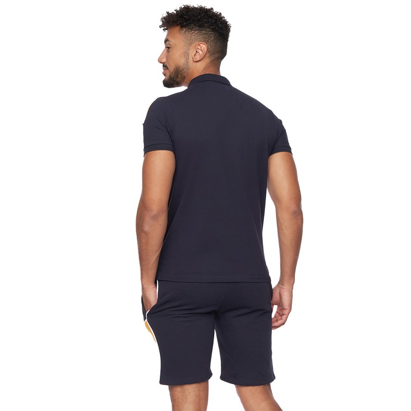 Crosshatch Herre Ventamoore Polo og Shorts Sæt Blå/Gul