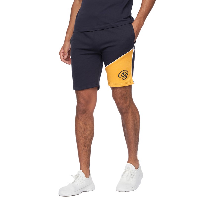 Crosshatch Herre Ventamoore Polo og Shorts Sæt Blå/Gul