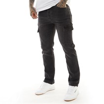 Crosshatch Jean cargo ajusté Homme Noir délavé Kremtap