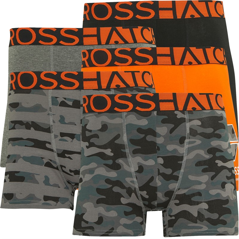 Crosshatch Mens Endocamo Five Pack Boxers Orange