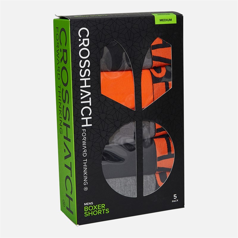 Crosshatch Mens Endocamo Five Pack Boxers Orange