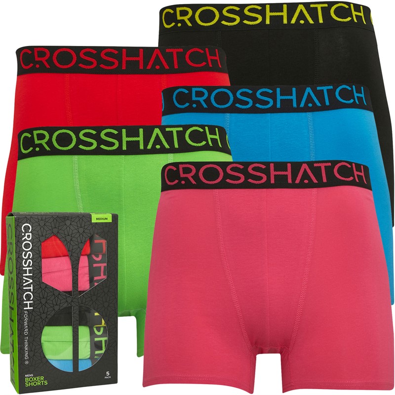 Crosshatch Mens Highlighter Five Pack Boxers Mixed Bright2