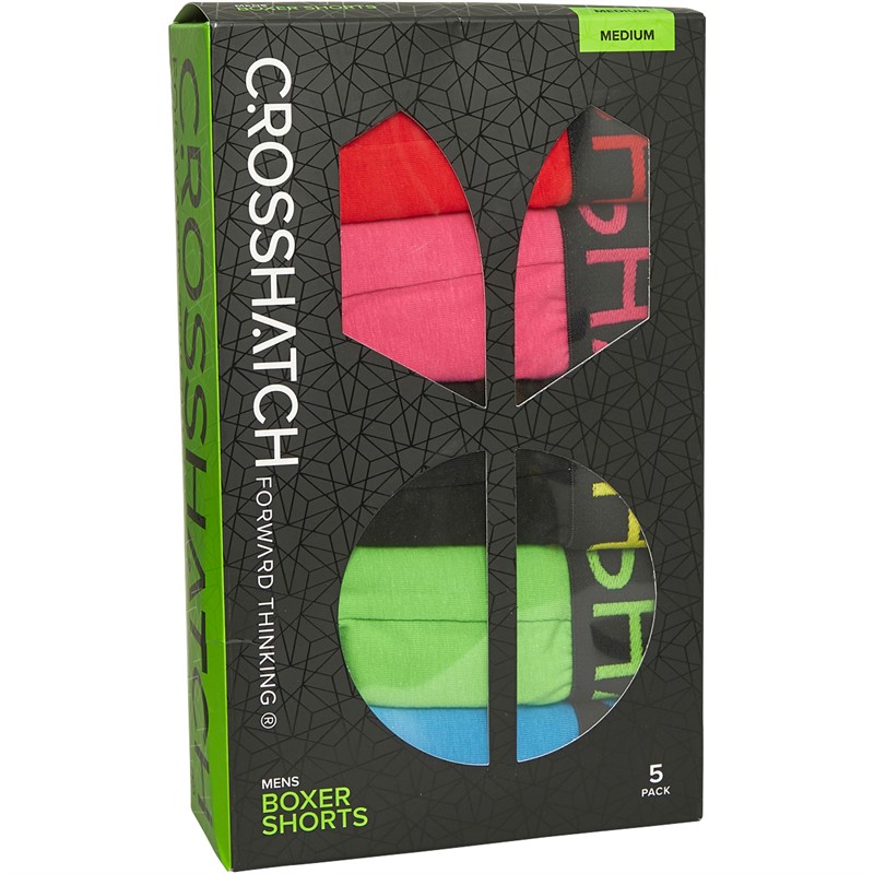 Crosshatch Mens Highlighter Five Pack Boxers Mixed Bright2