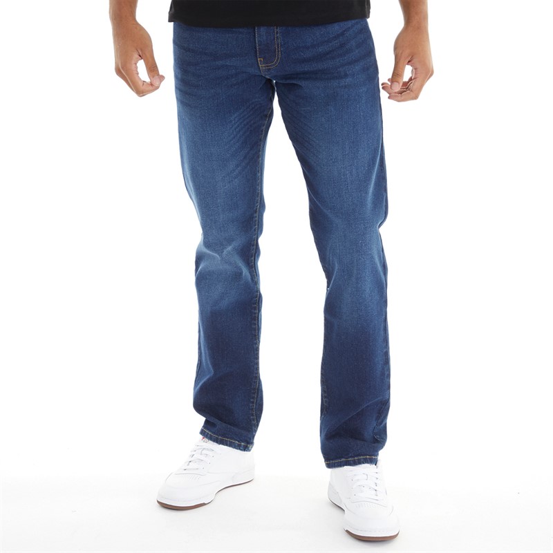 Crosshatch Mens Bandol Straight Fit Jeans Dark Wash