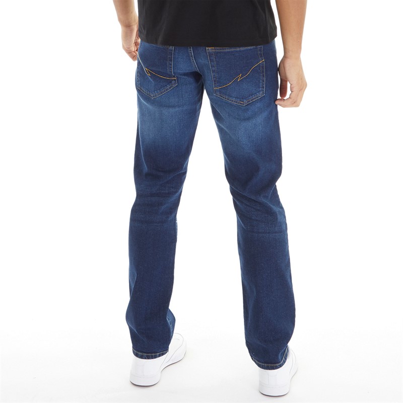 Crosshatch Mens Bandol Straight Fit Jeans Dark Wash