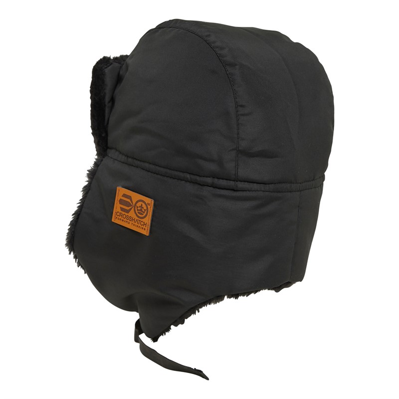 Crosshatch Mens Trapper Hat Black