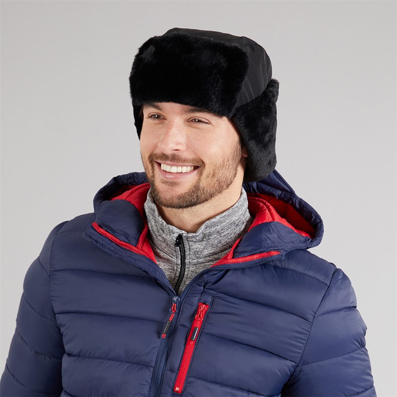 Crosshatch Mens Trapper Hat Black