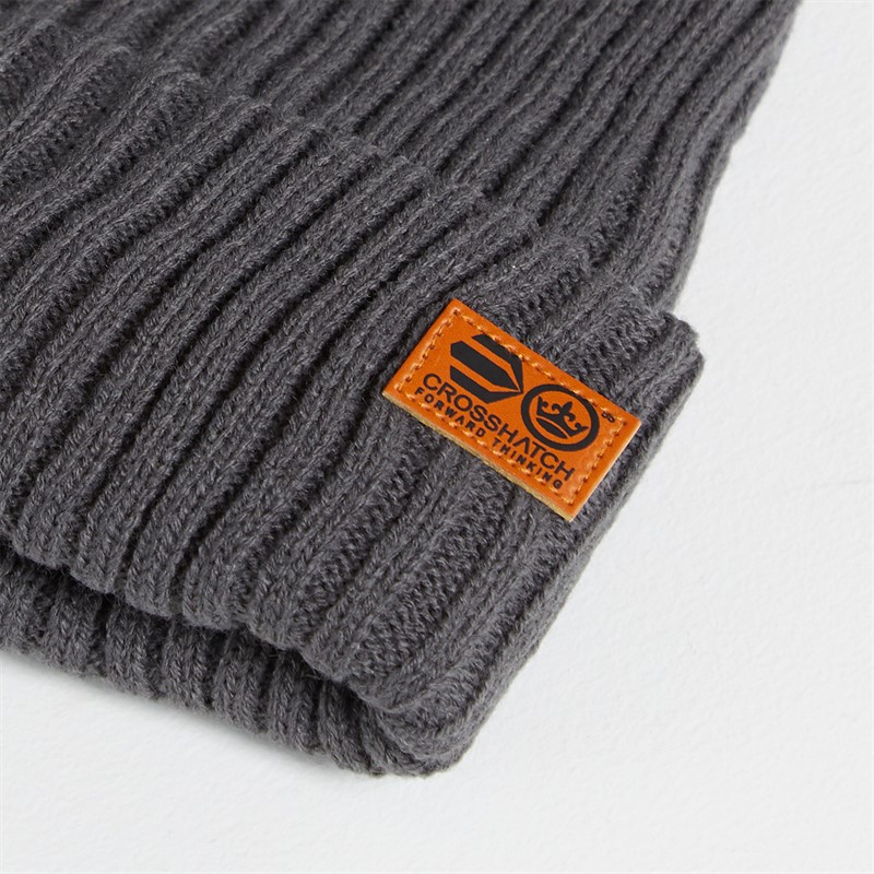 Crosshatch Mens Beanie Charcoal
