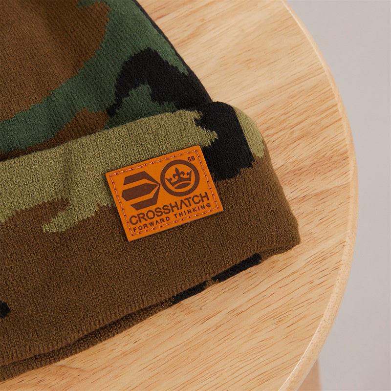 Crosshatch Mens Camo Beanie Green Camo