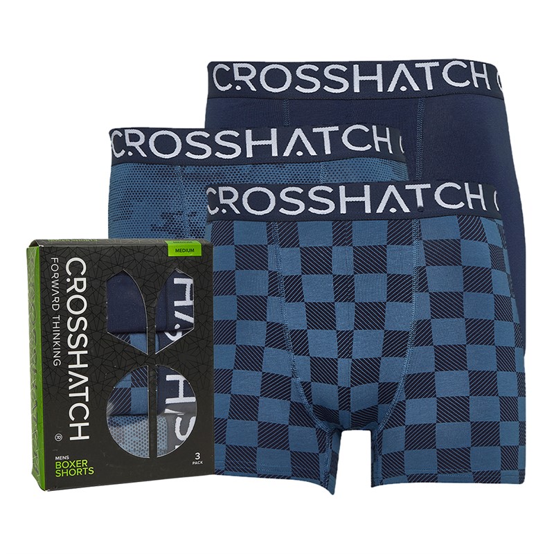 Crosshatch Heren Bresler Boxer Shorts Driekpack Navy