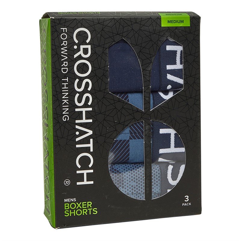 Crosshatch Heren Bresler Boxer Shorts Driekpack Navy