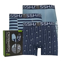 Crosshatch Herre Gridline 3-pak Boxer Shorts Faded Denim/Dress Blue