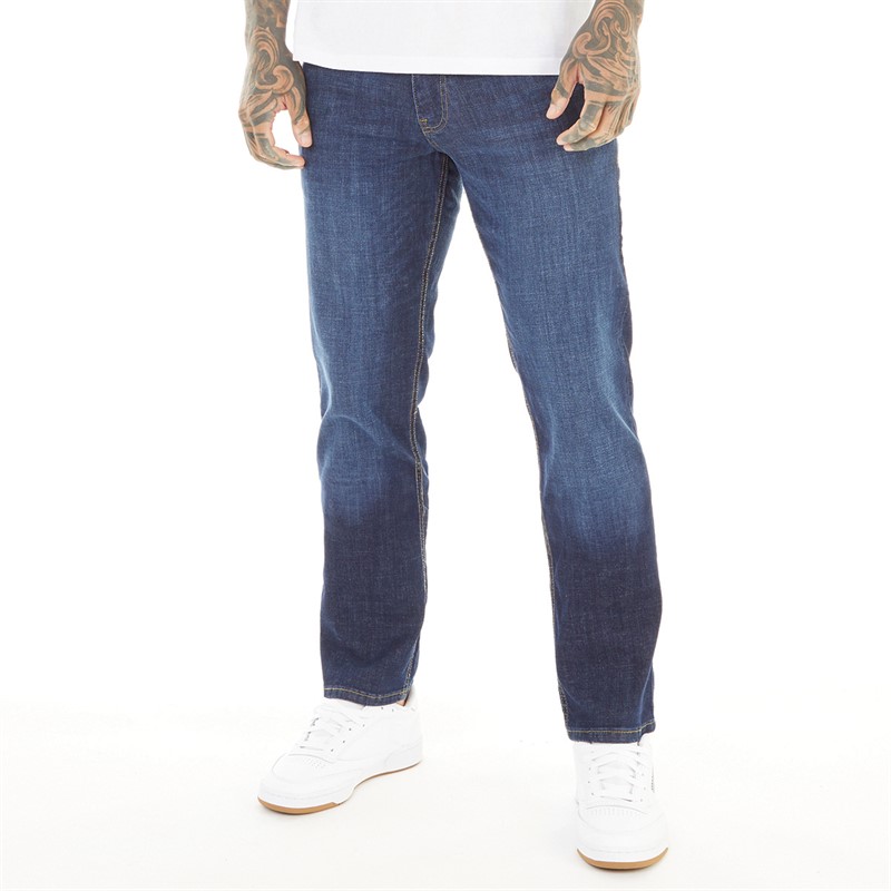 Crosshatch Herren Chas Jeans mit geradem Bein Blau