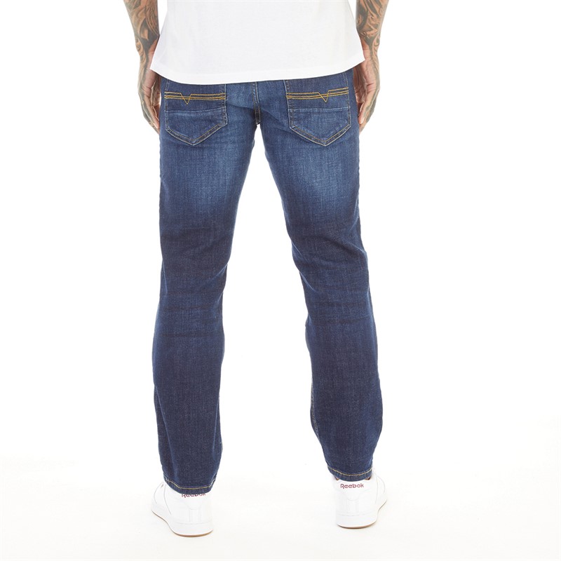 Crosshatch Herren Chas Jeans mit geradem Bein Blau