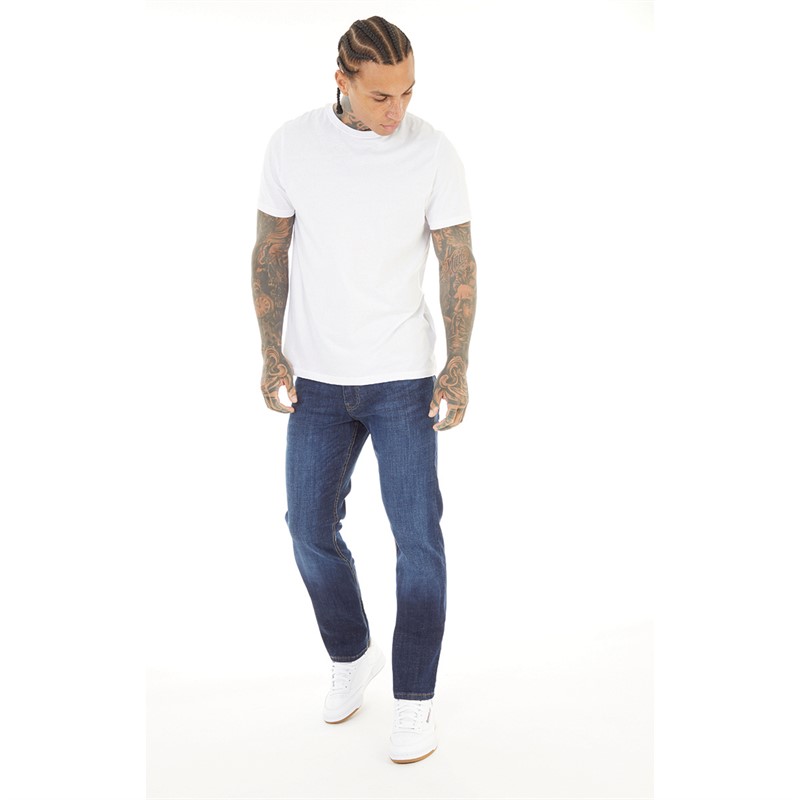 Crosshatch Herren Chas Jeans mit geradem Bein Blau