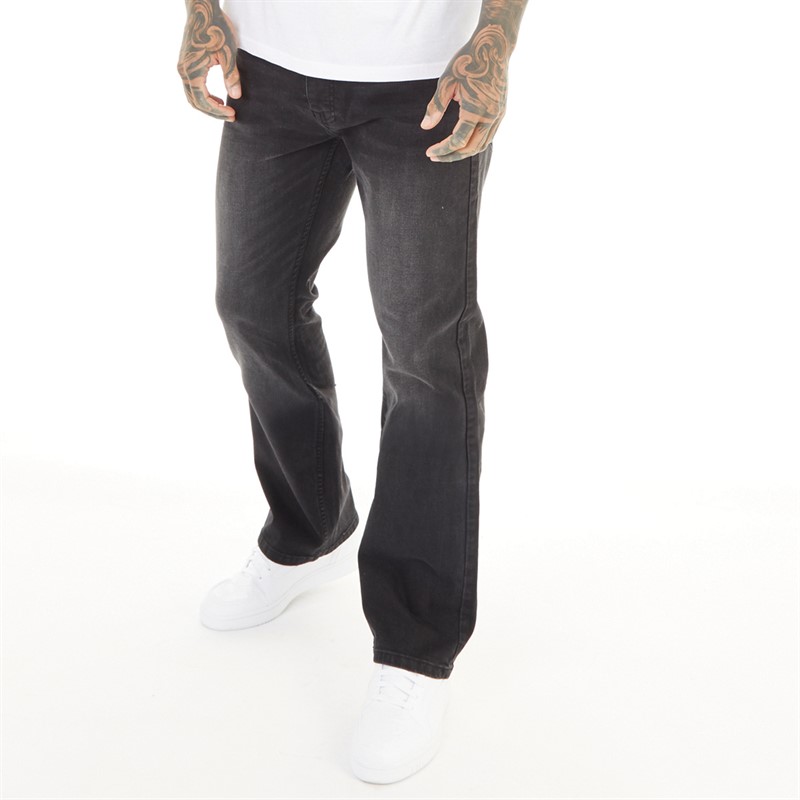 Crosshatch Jean's Bootcut Homme Noir Délavé