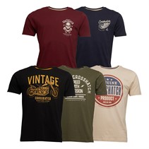 Crosshatch Mens Motohub Five Pack T-Shirts Olive/Off White/Burgundy/Black/Navy