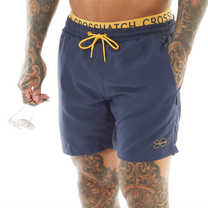 Buy Crosshatch Mens Bandout Swim Shorts Navy