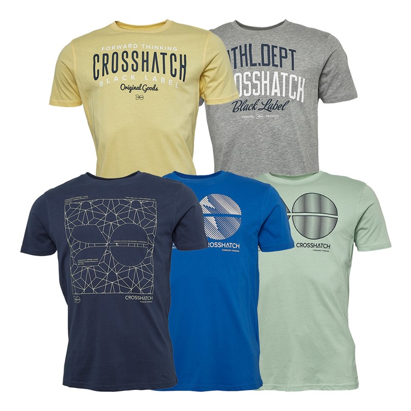 Crosshatch Herren T-Shirts 5er-Pack Diverse Farben