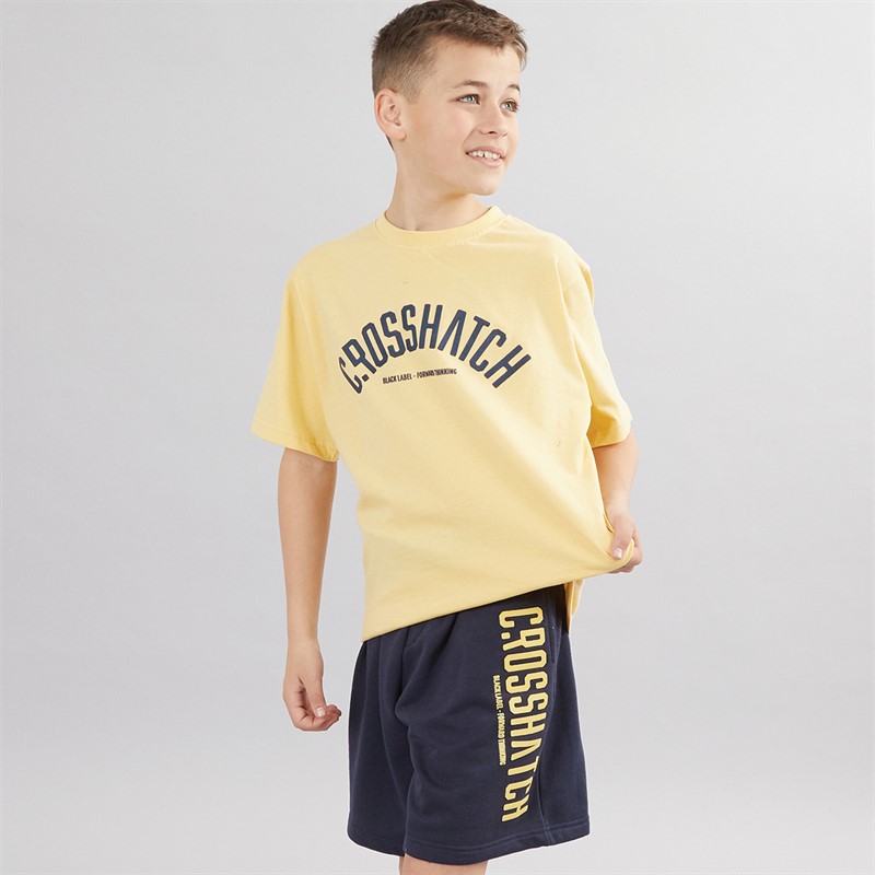 Crosshatch Boys Mayport T-Shirt And Shorts Set Navy/Light Yellow