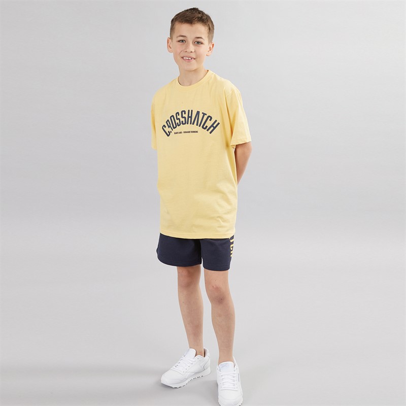 Crosshatch Boys Mayport T-Shirt And Shorts Set Navy/Light Yellow
