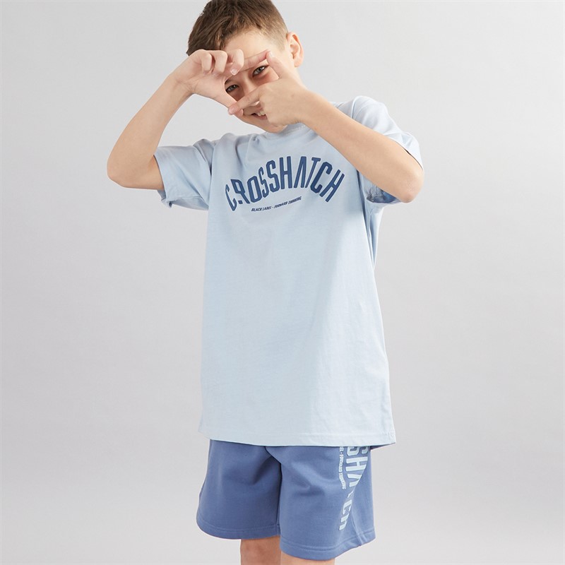 Crosshatch Boys Mayport T-Shirt And Shorts Set Denim/Ice Blue
