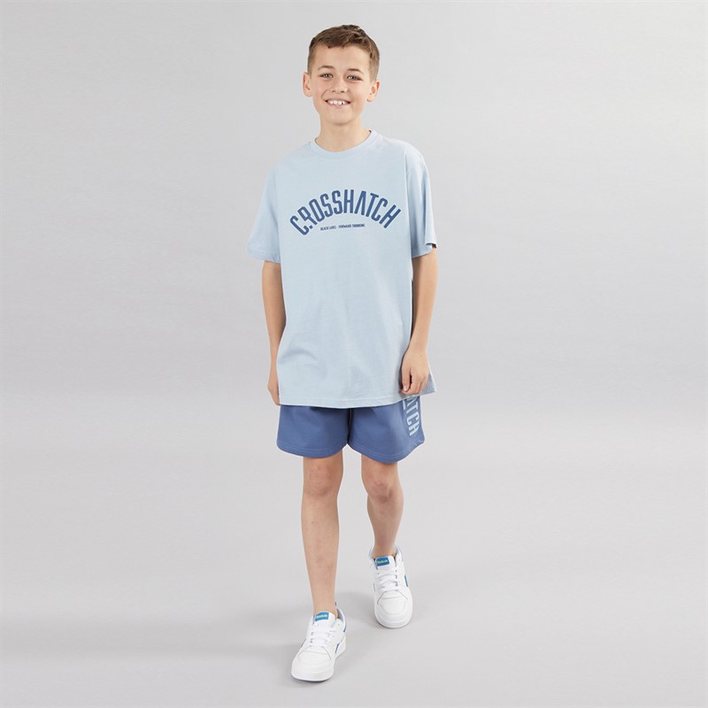 Crosshatch Boys Mayport T-Shirt And Shorts Set Denim/Ice Blue
