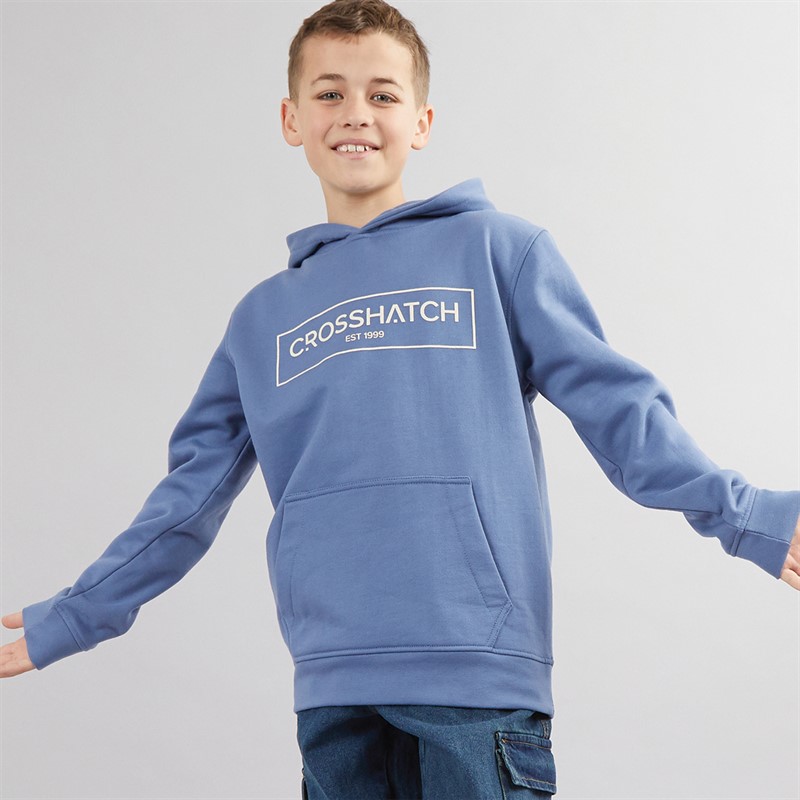 Crosshatch Boys Granton Hoodie Denim Blue
