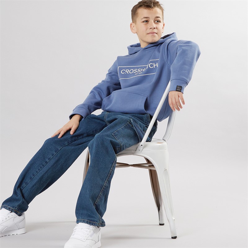 Crosshatch Boys Granton Hoodie Denim Blue