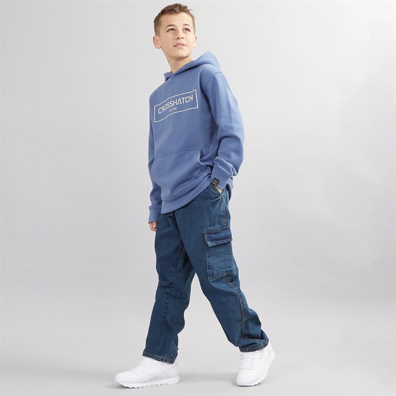 Crosshatch Boys Granton Hoodie Denim Blue