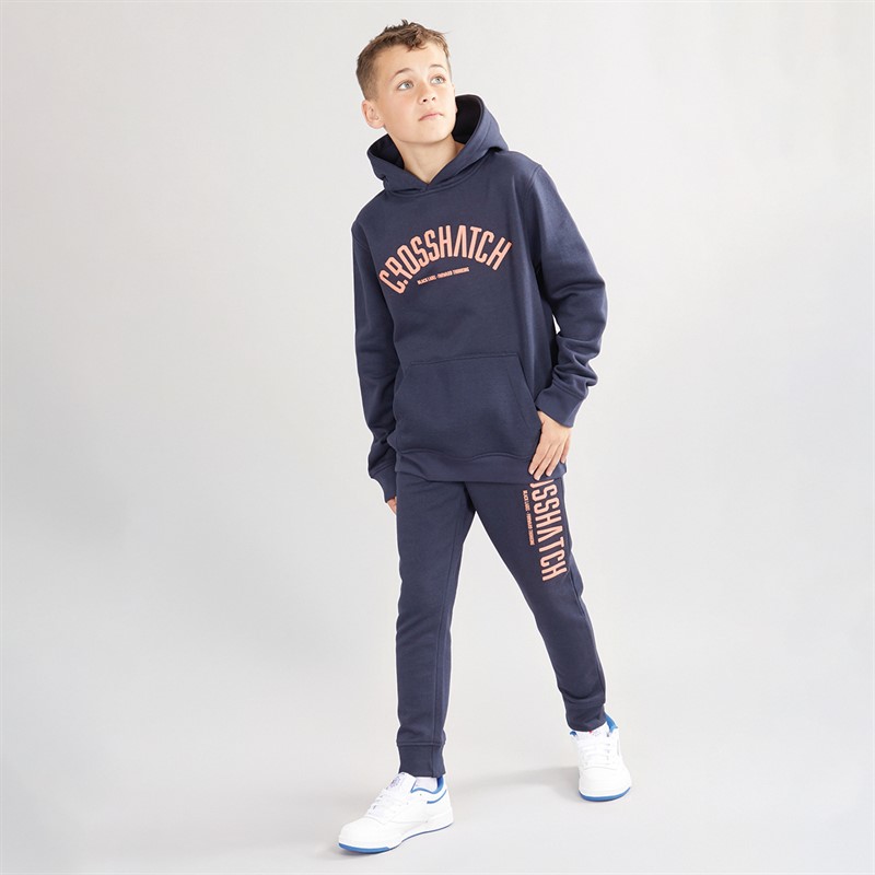 Crosshatch Boys Mayport Hoodie And Joggers Tracksuit Navy