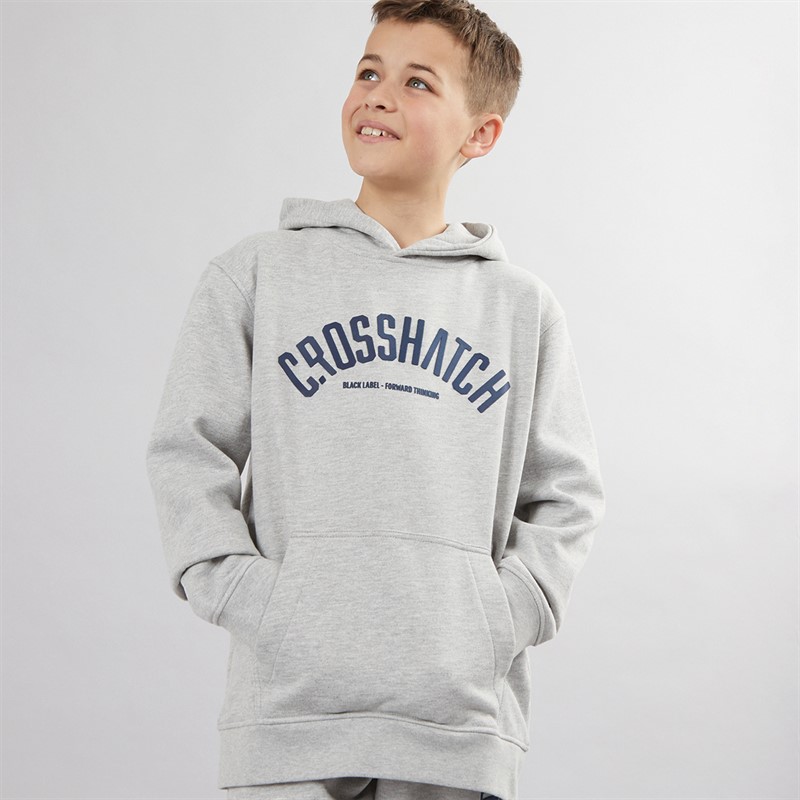 Crosshatch Boys Mayport Hoodie Grey Marl