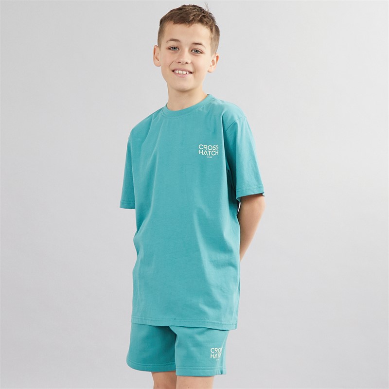 Crosshatch Boys Mackylee T-Shirt And Shorts Set Teal