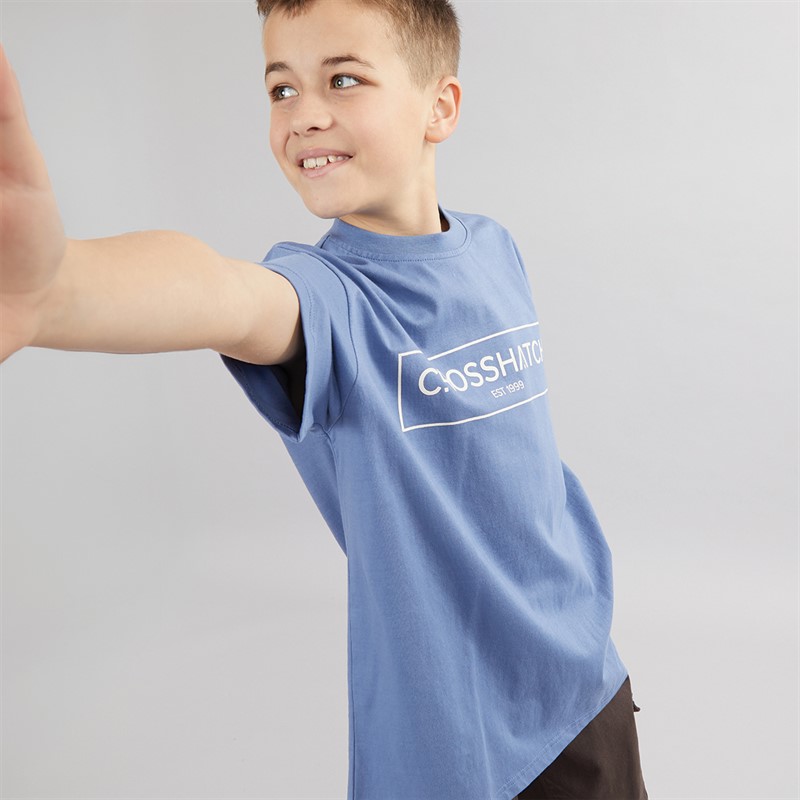 Crosshatch Boys Granton T-Shirt Denim Blue