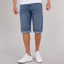 Crosshatch Heren Tillforth Baggy Denim Shorts Stonewash