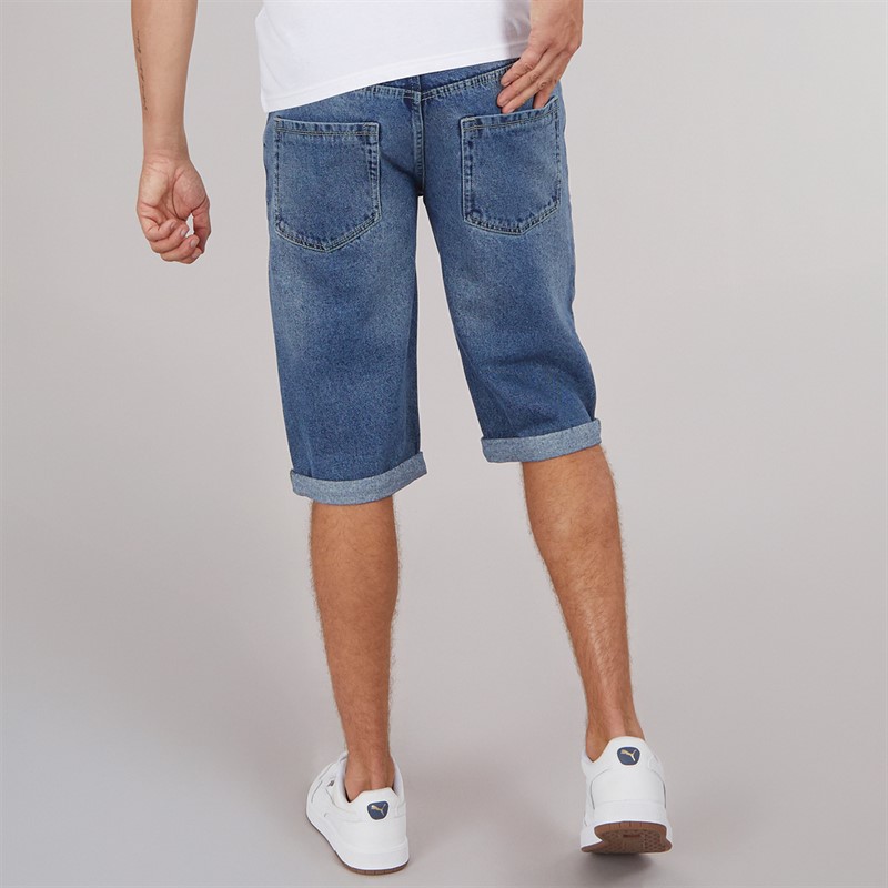 Crosshatch Herre Tillforth Baggy Denim Shorts Stonewash