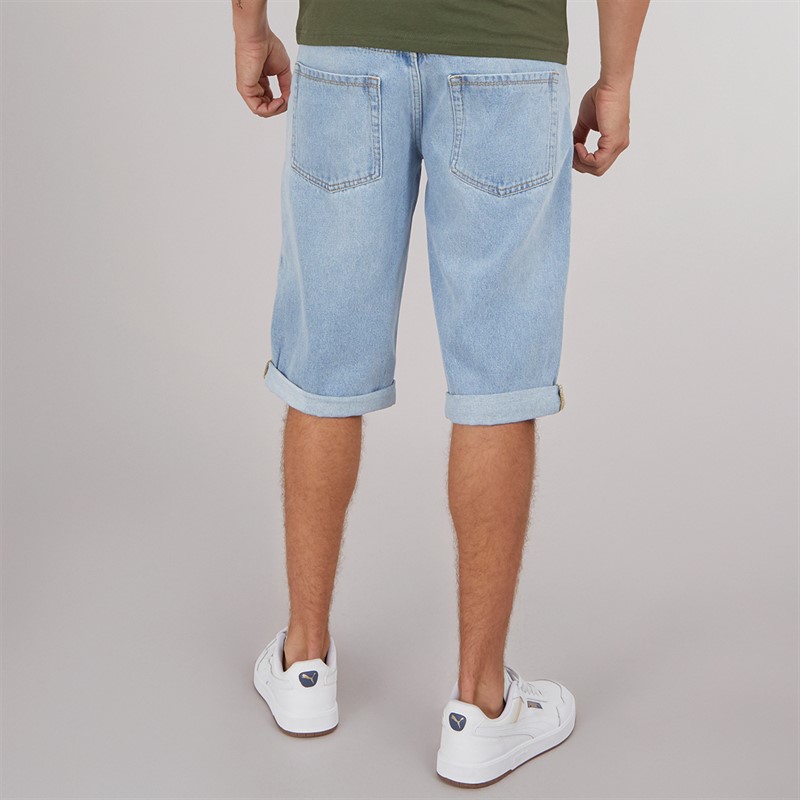 Crosshatch Mens Tillforth Baggy Denim Shorts Light Wash