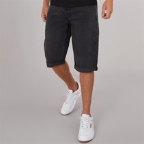 Crosshatch Heren Tillforth Baggy Denim Shorts Zwart Wash